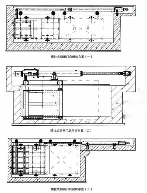 液壓?jiǎn)㈤]機應用于橫拉門(mén)安裝布置尺寸及結構圖