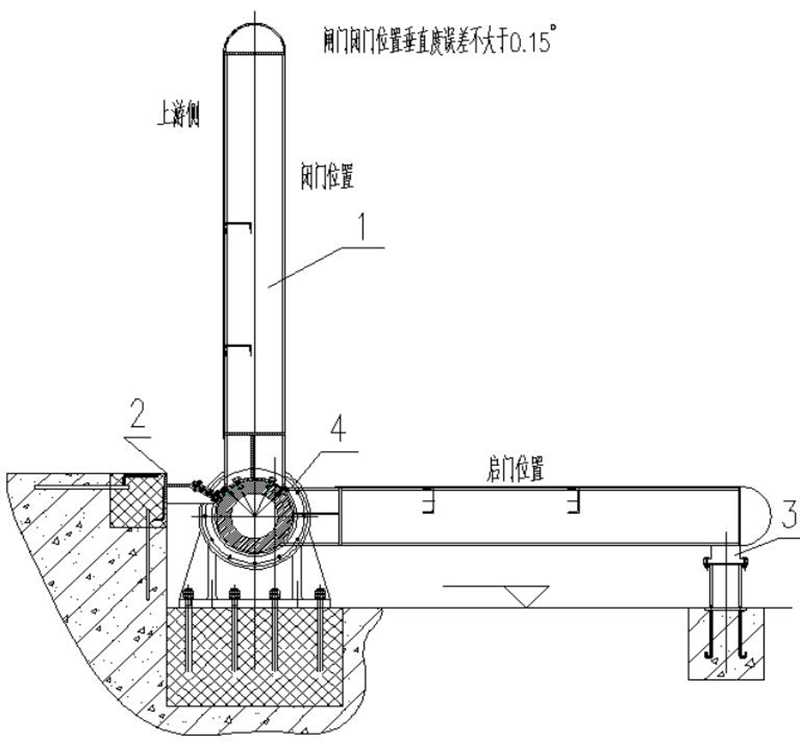 底橫軸翻板閘門(mén)安裝結構圖